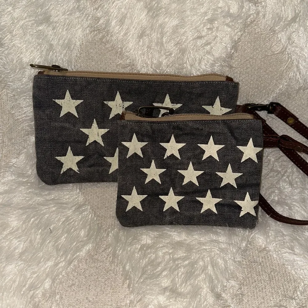 Primitives by Kathy Distressed Stars & Stripes Wristlet Set of 2 Travel Bags